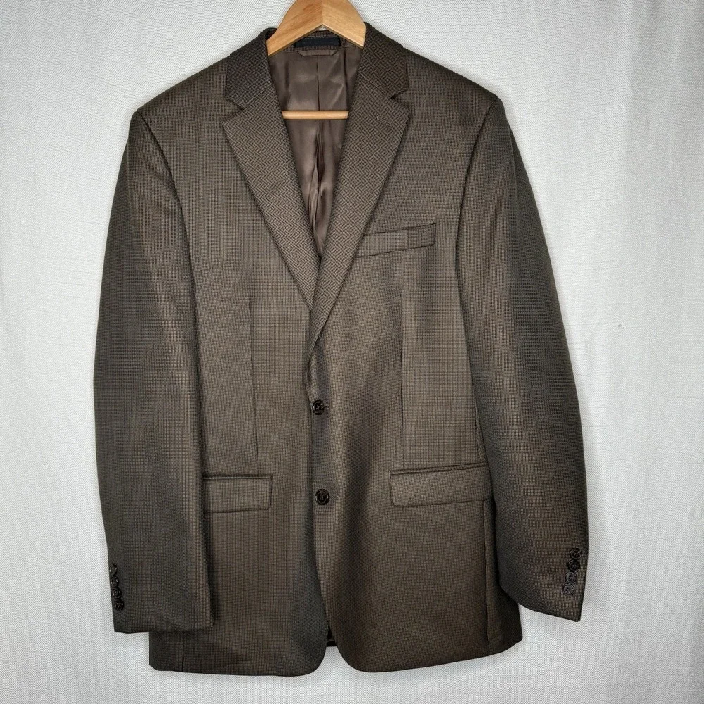 Lauren Ralph‎ Lauren Sport Coat 40L Brown Check Blazer Jacket Classic Casual